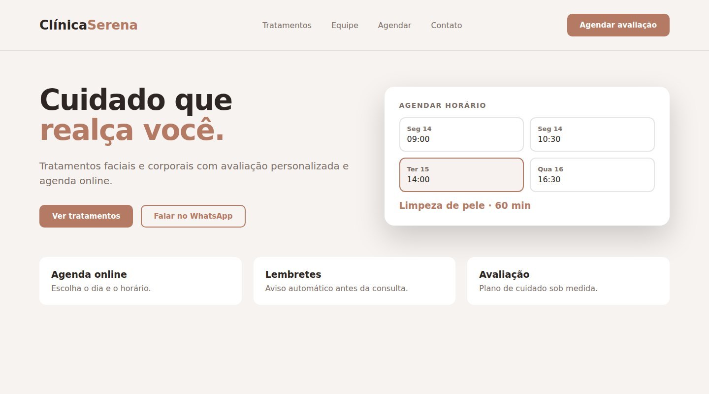 Tela do projeto conceito Clínica Serena