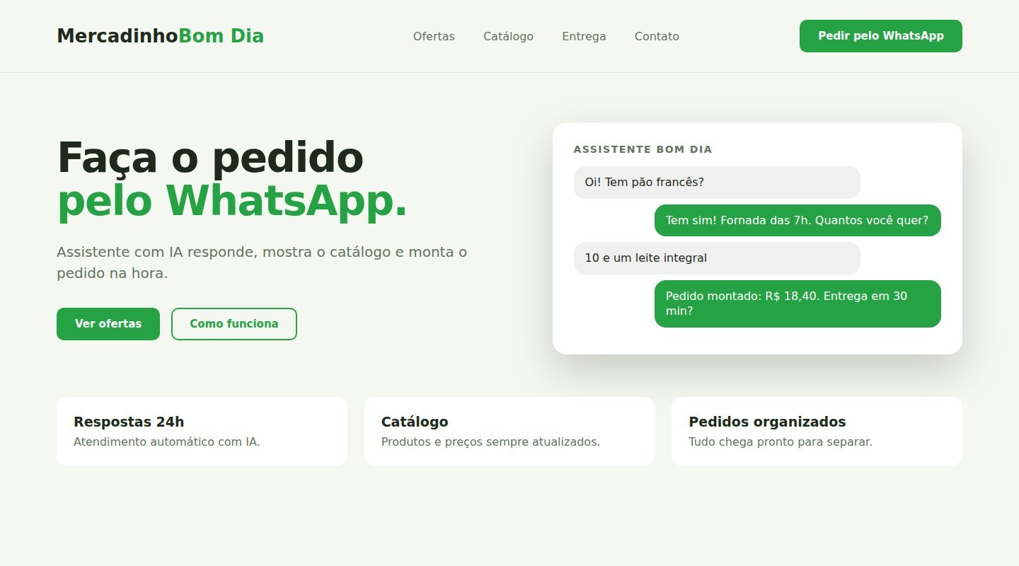 Tela do projeto conceito Mercadinho Bom Dia